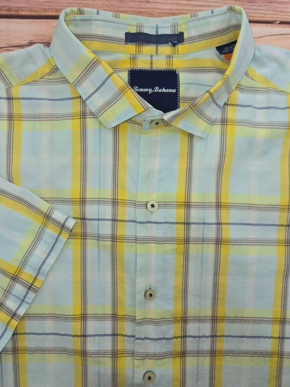 Tommy Bahama Mens Blue Plaid Short Sleeve Shirt XL